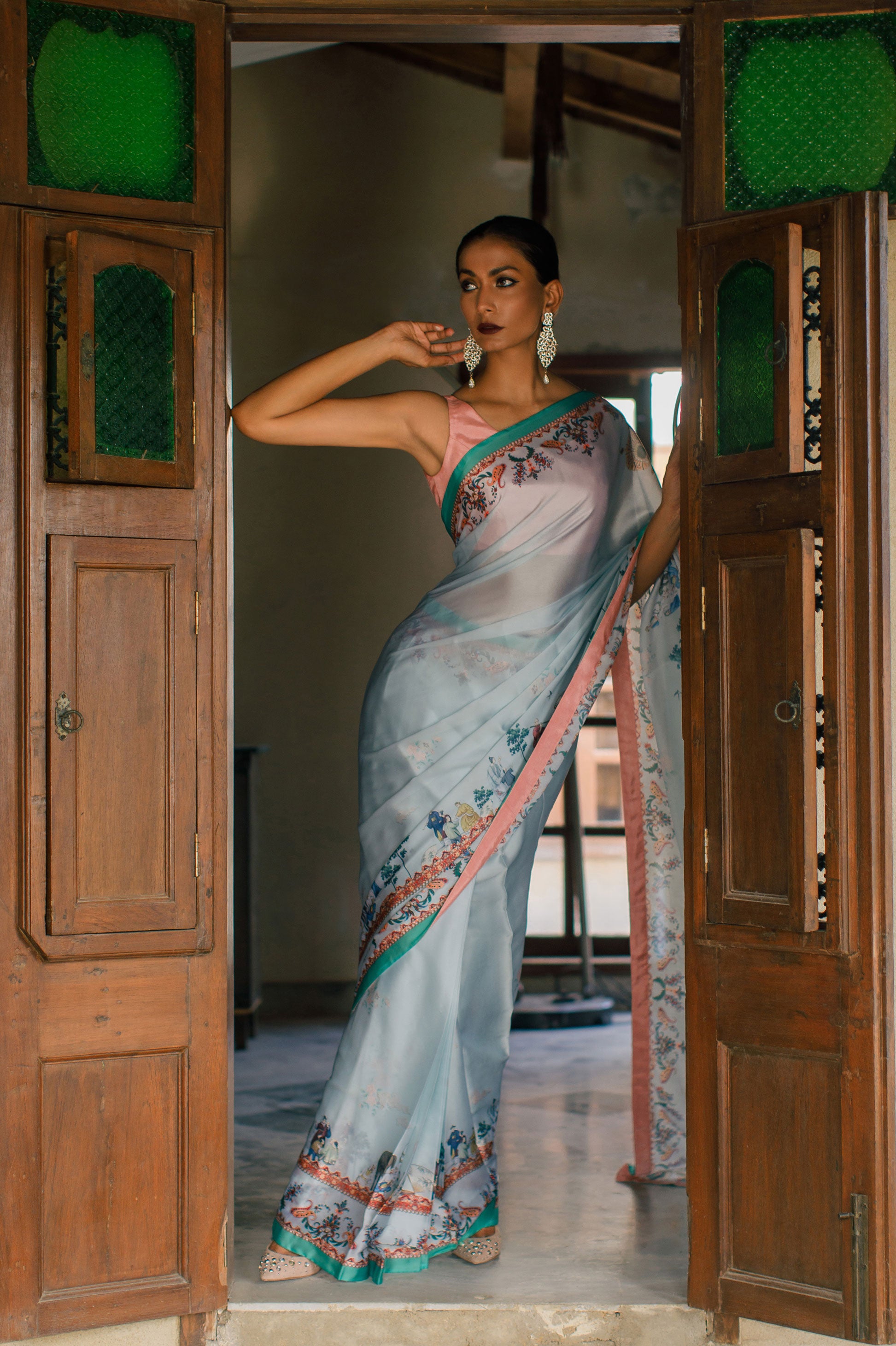 Printed Miniature Silk Sari With Choli